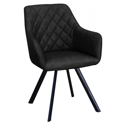 Pattingham Special PU Arm Chair Dark Grey with Black Metal Legs