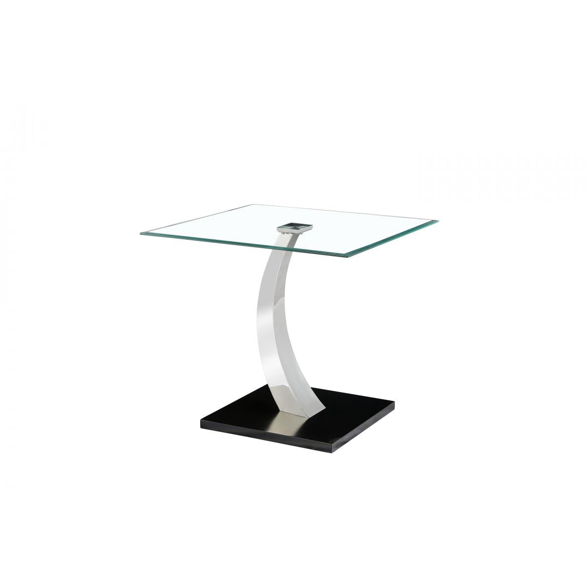 Phoenix Glass Lamp Table with Stainless Steel Base