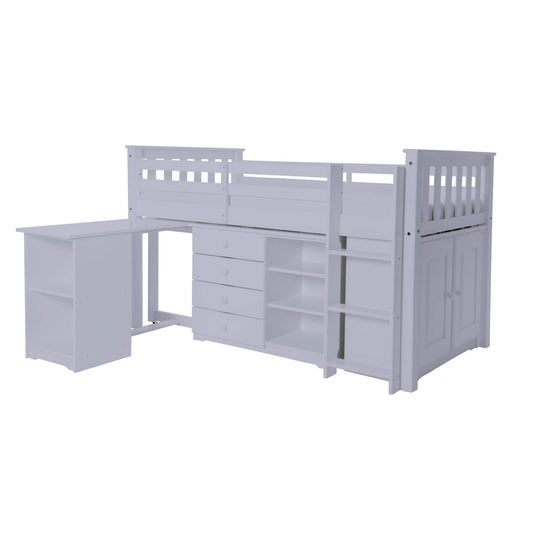 Porto Midi Sleeper with Desk, Chest & Bookcase Grey