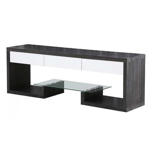 Samba TV Unit Black & White High Gloss 3 Drawer