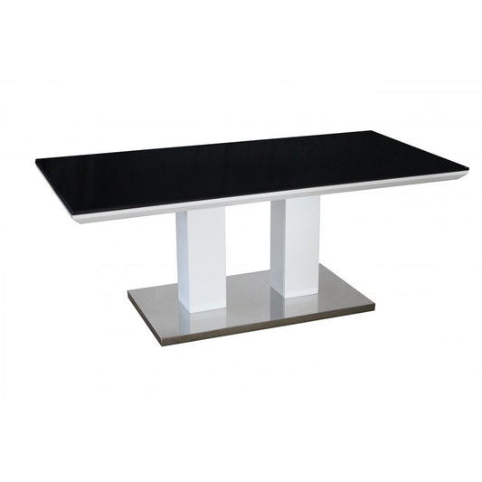 Sasha Black Painted Glass Coffee Table Black & White