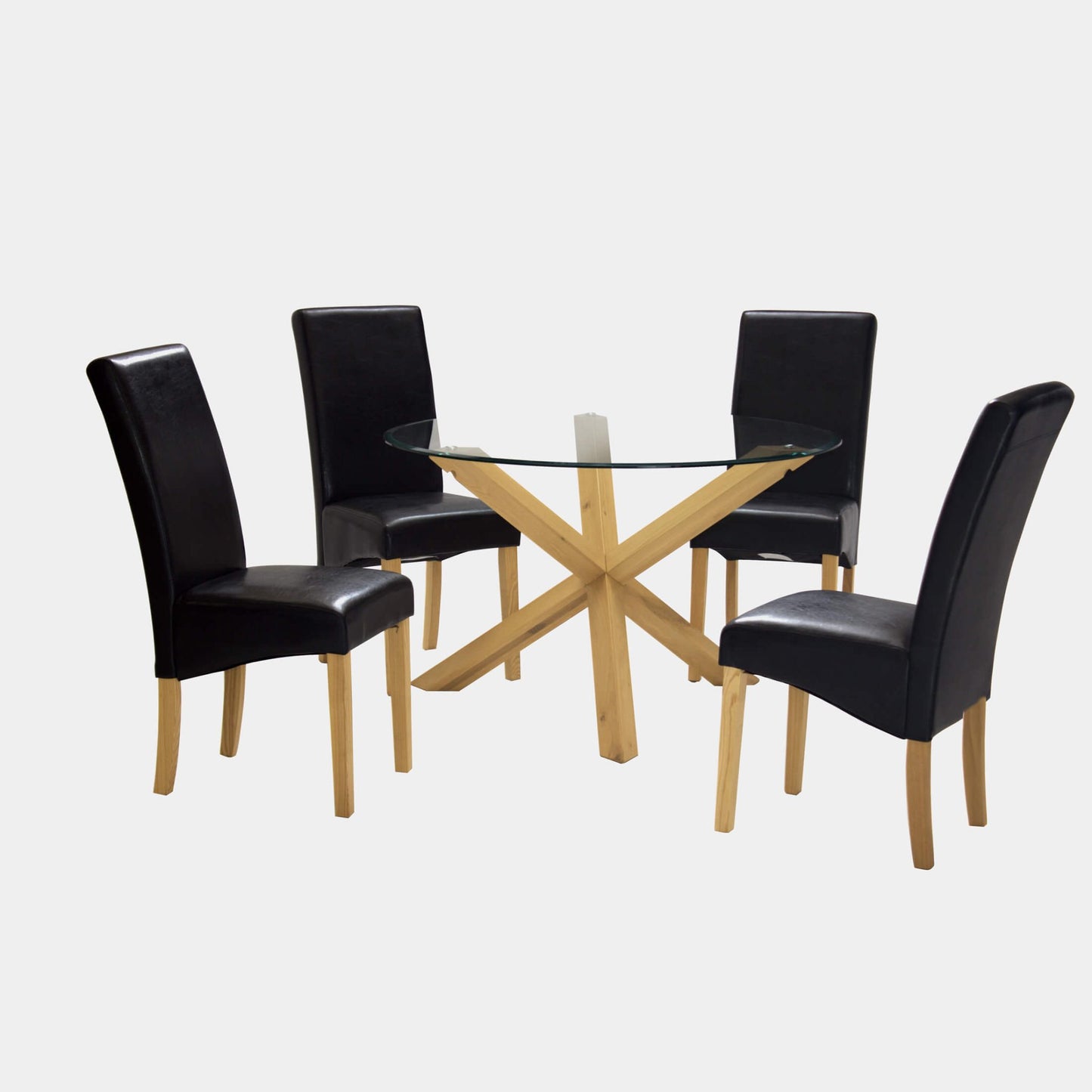 Saturn Medium Solid Oak Dining Table Glass 1200mm Round