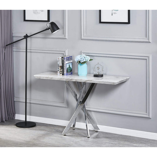 Scimitar Marble Console Table with Silver Legs