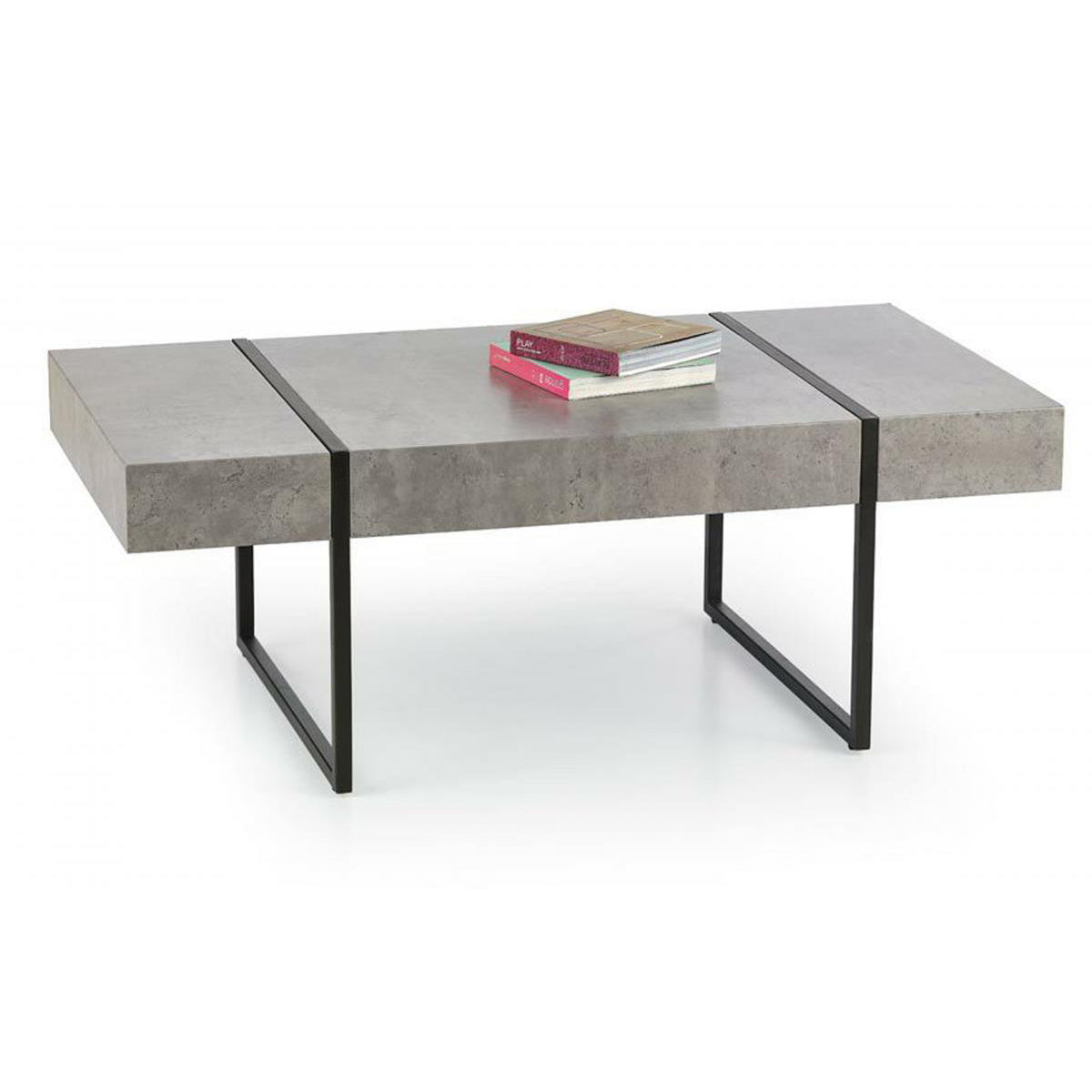 Sierra Coffee Table Stone with Black Metal Legs