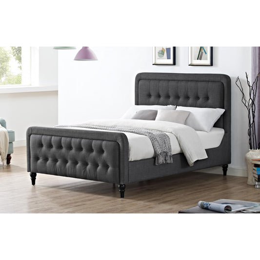 Tahiti Linen Fabric Double Bed Grey