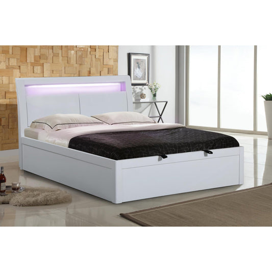 Tanya Storage High Gloss Double Bed White