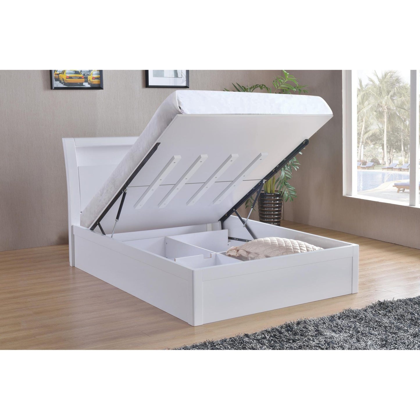 Tanya Storage High Gloss King Size Bed White