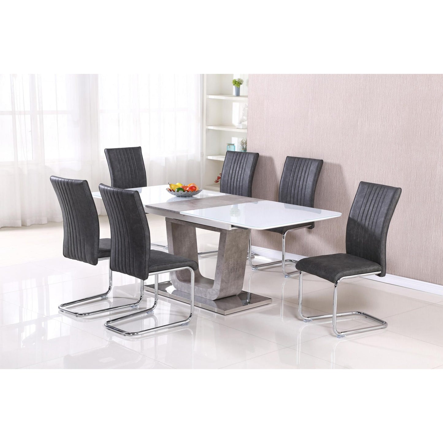 Topaz Special PU Grey Chairs & Chrome (2s)