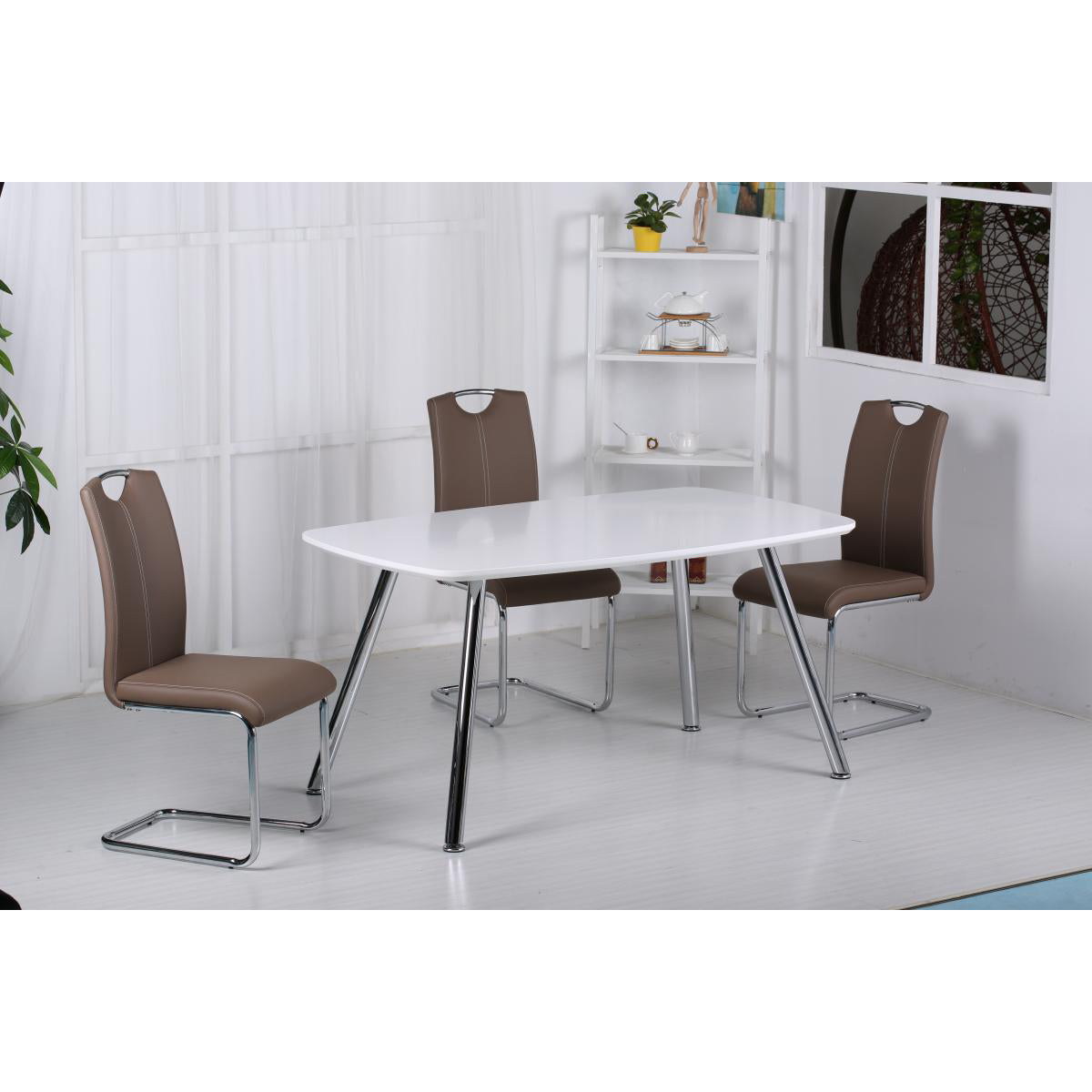 Vera PU Chairs Chrome & Brown