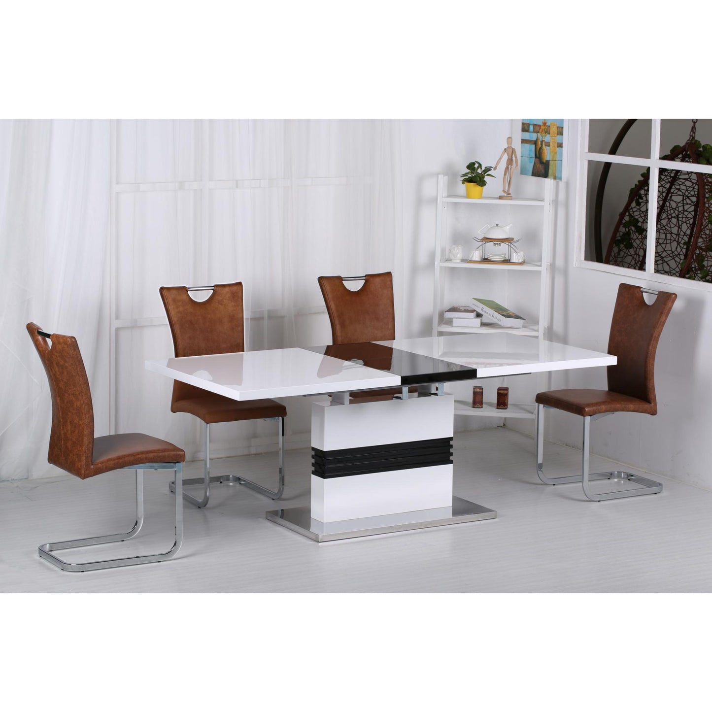 Vienna PU Chairs Brown & Chrome