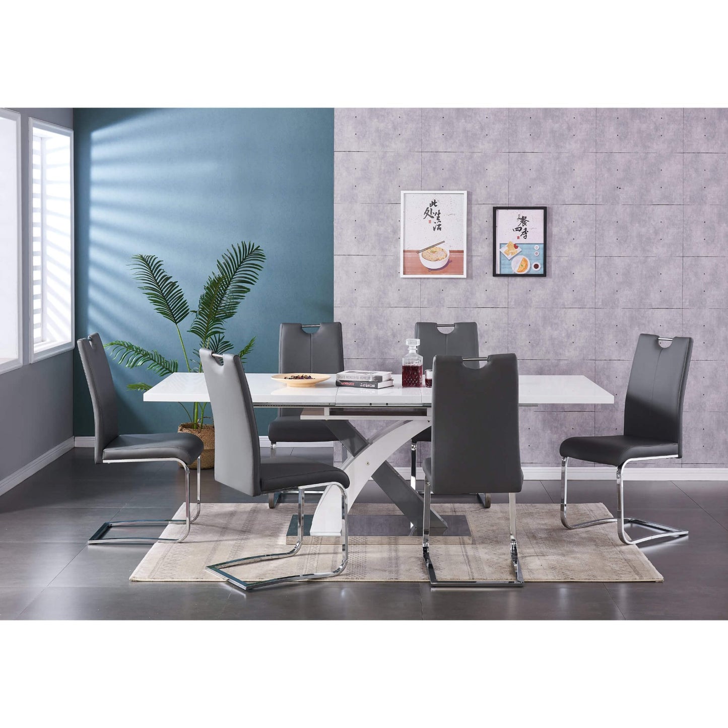 Zurich PU Chairs Chrome & Grey (2s)