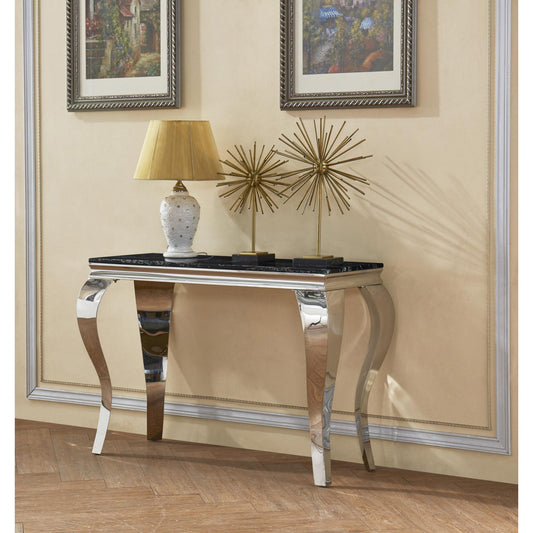 Arriana Marble Console Table with Stainless Steel Base