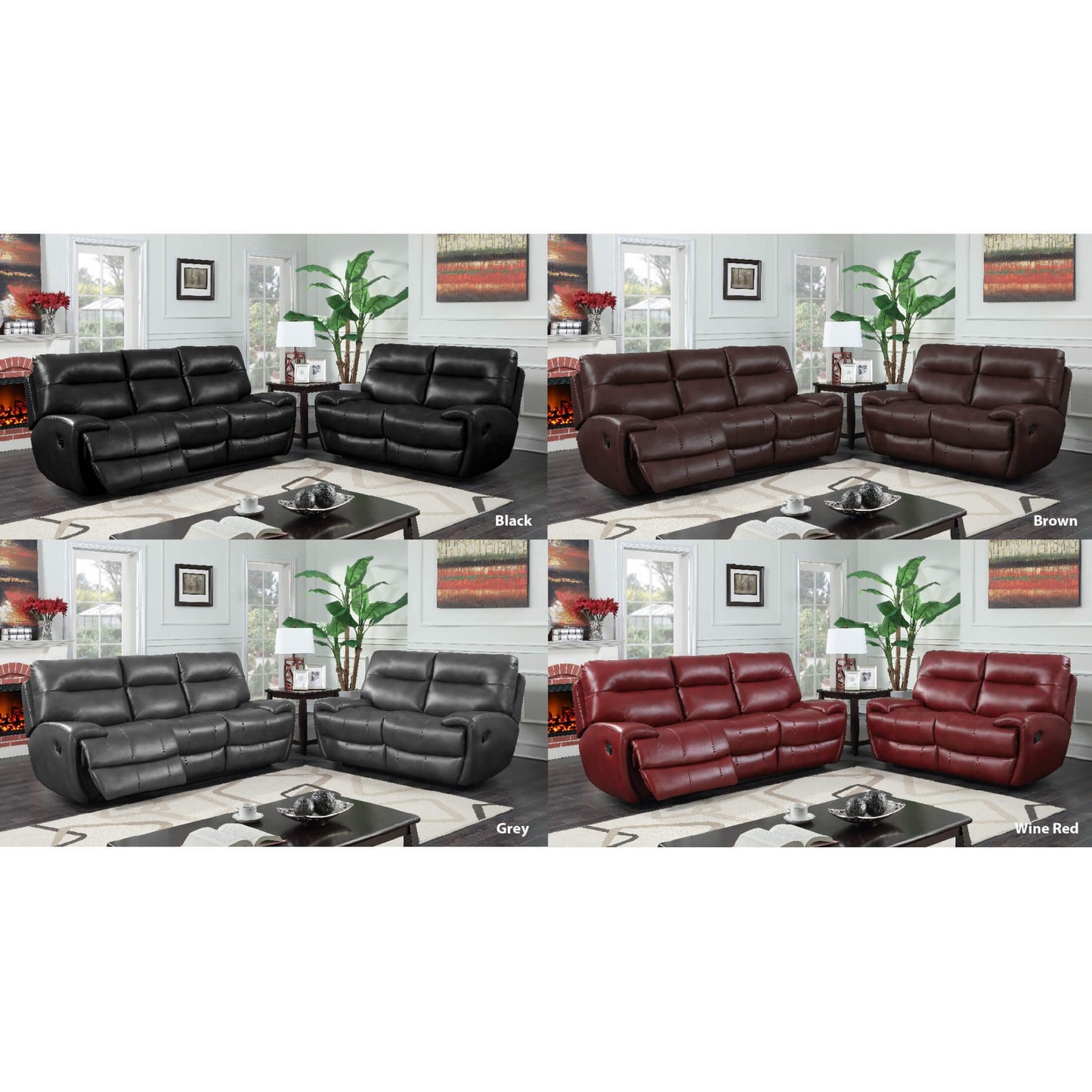 Bailey Recliner LeatherGel & PU 3 Seater