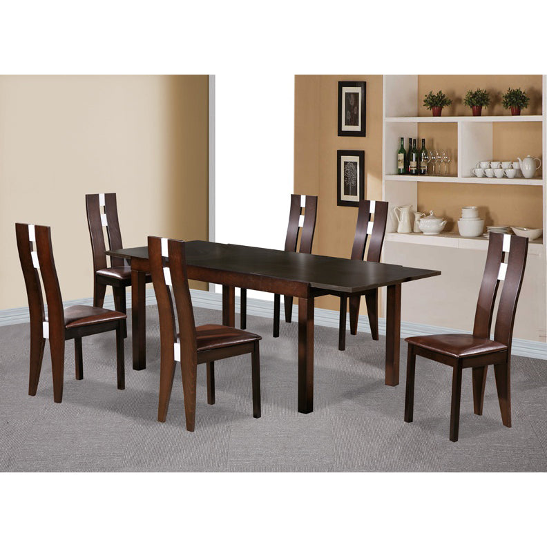 Baltic Dining Set with 6 Solid Beech Chairs Dark Walnut