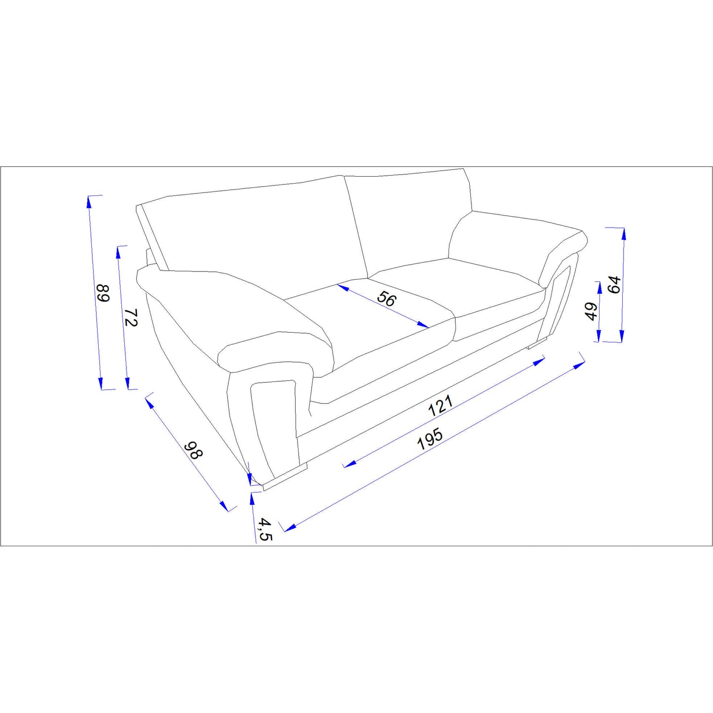 Cessena 3 Seater Fabric Sofa