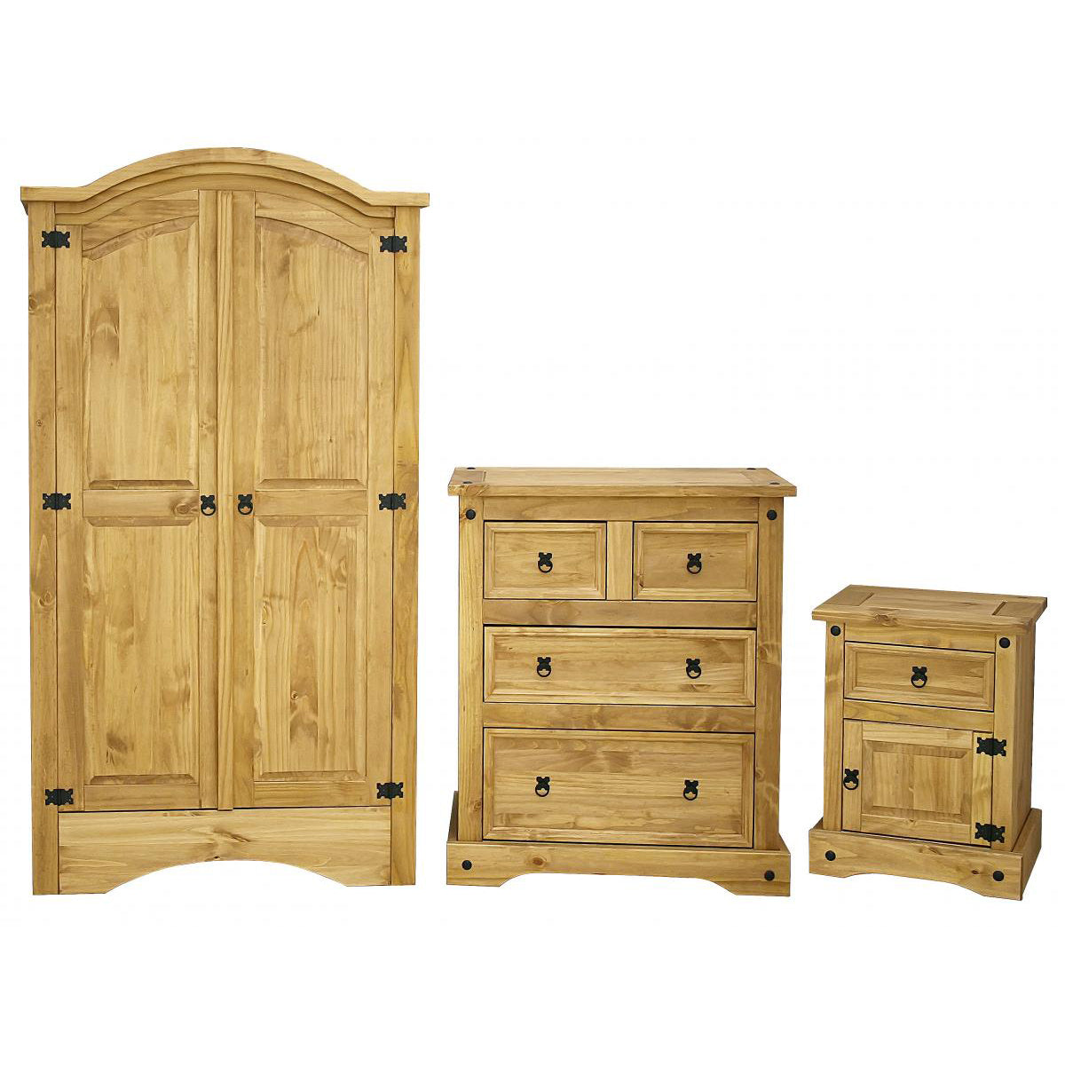 Corona Trio Wardrobe, Chest & Bedside