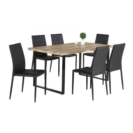 Felix PU Chairs Black with Black Metal Legs (6s)