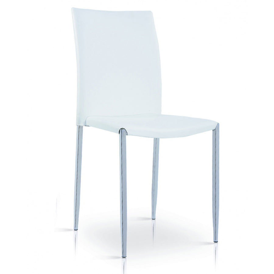 Iris PU Chair White & Chrome