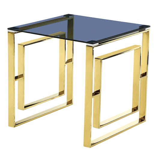 Memphis Gold Grey Glass Lamp Table