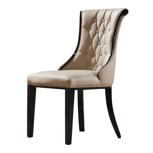 Potenza Dining Chair Wooden Leg & PU Cream