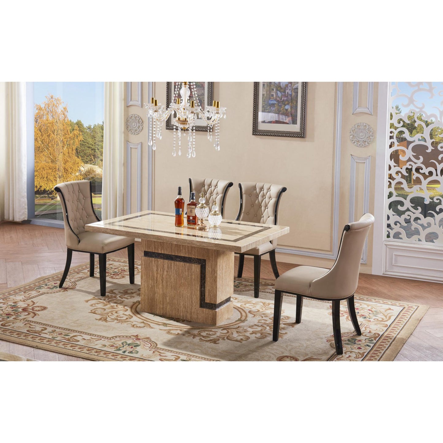 Potenza Dining Chair Wooden Leg & PU Cream