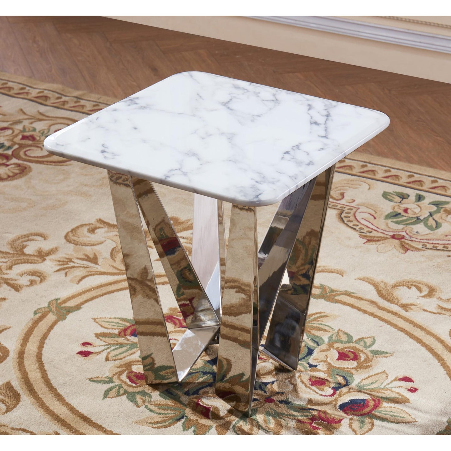 Sardinia Marble Lamp Table with Stainless Steel Base